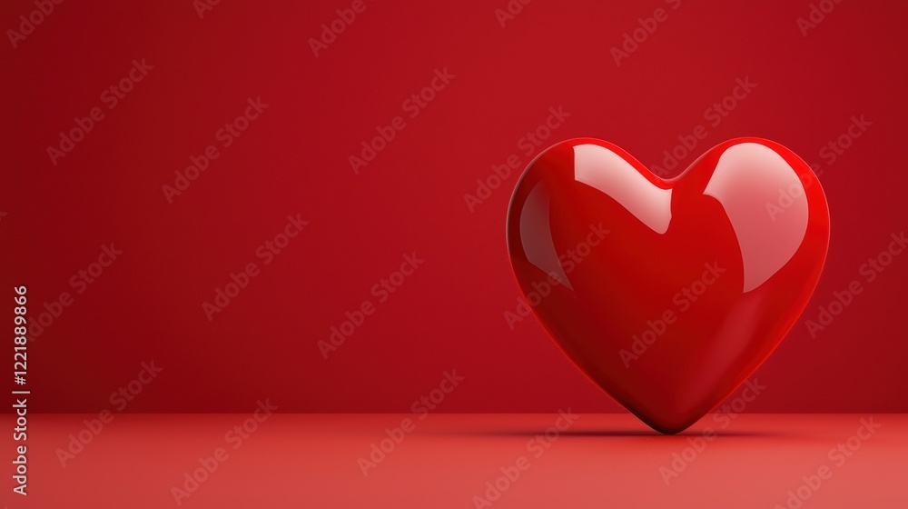 Glossy red heart symbolizing love on a vibrant background Glossy red heart symbolizing love on a vibrant background
