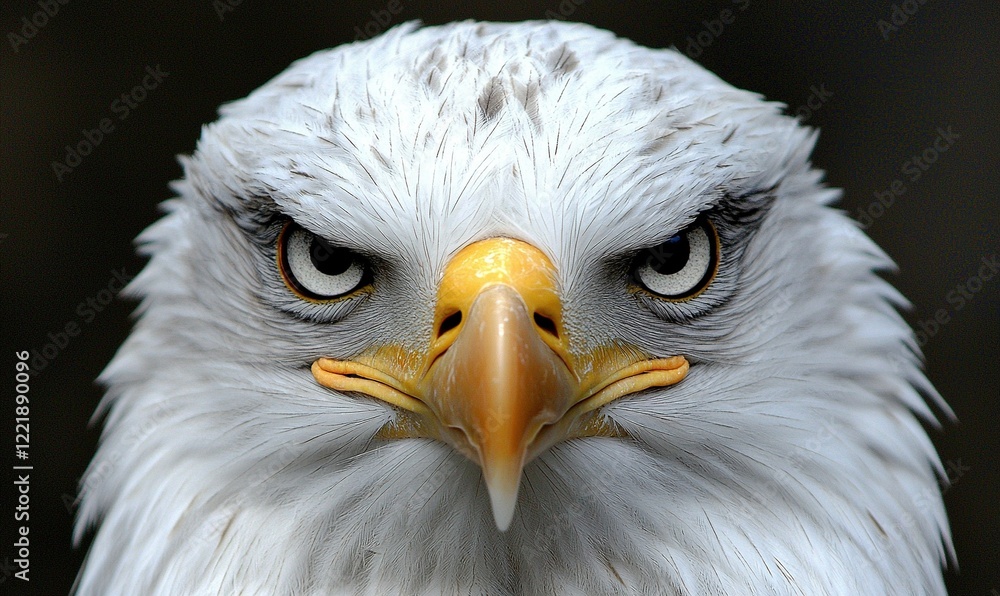 Fototapeta premium Intense Bald Eagle Close-up Portrait on Dark Background