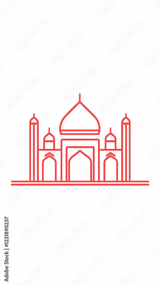 Red Line Mosque Illustration Red Line Mosque Illustration