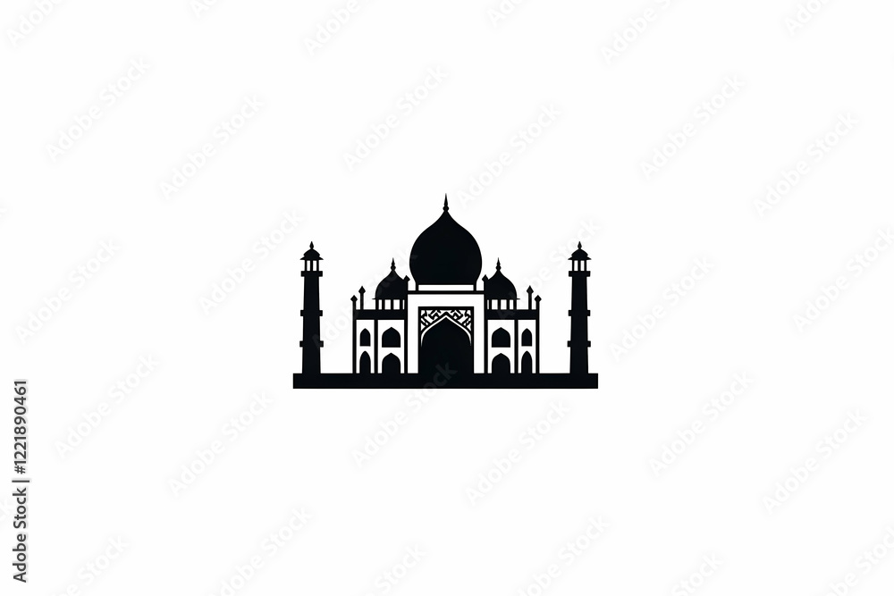 Obraz premium Mosque Illustration Black Silhouette