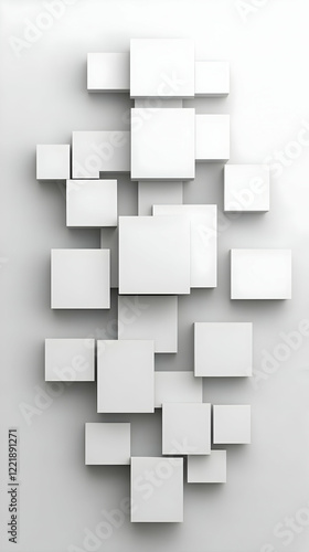 Abstract 3D White Cubes Background