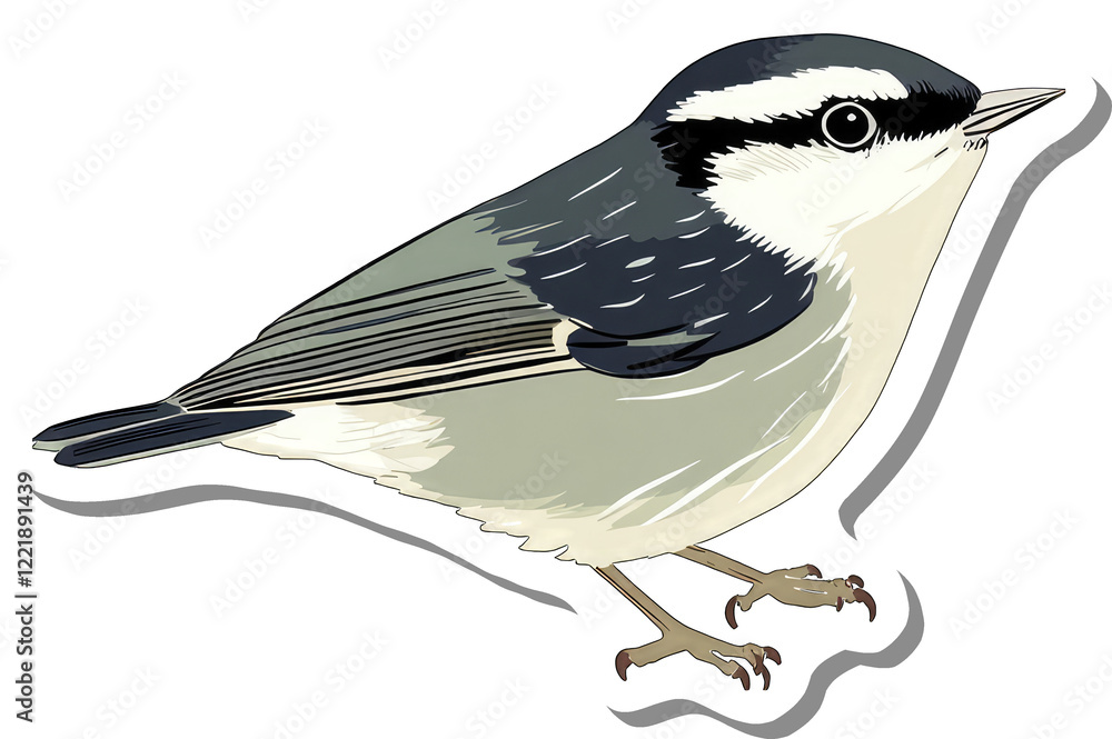 Obraz premium A Detailed Illustration Of A Nuthatch Bird