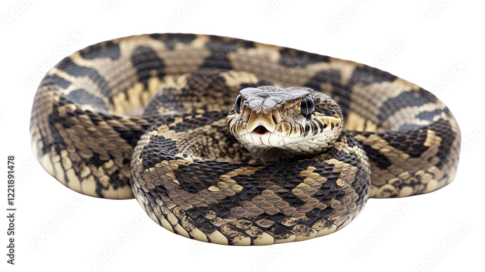 Close-up of a Python: A detailed close-up of a python, revealing its intricate scales and hypnotic gaze. The reptile's coiled posture exudes a sense of both power and tranquility. Close-up of a Python: A detailed close-up of a python, revealing its intricate scales and hypnotic gaze. The reptile's coiled posture exudes a sense of both power and tranquility.