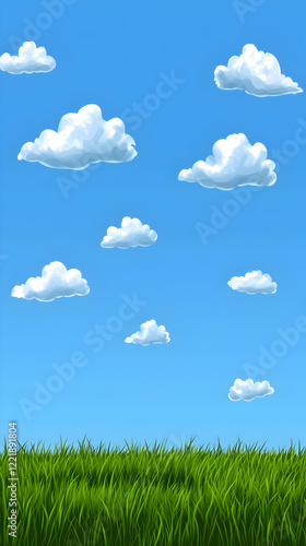 Green Grass and Blue Sky Illustration