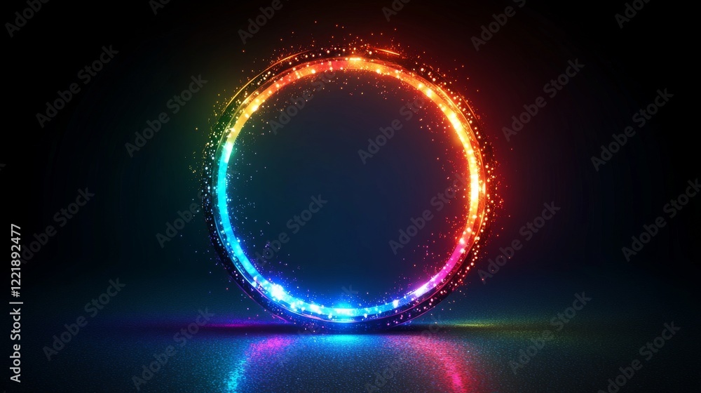 Obraz premium Glowing Rainbow Circle Light Abstract Design