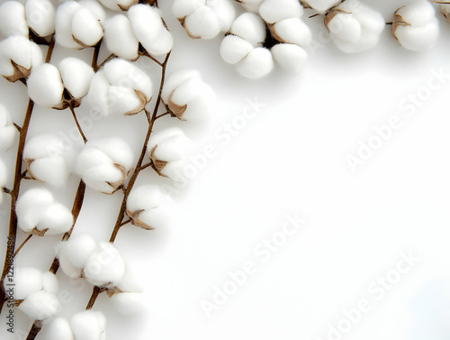 White Cotton Branch Illustration