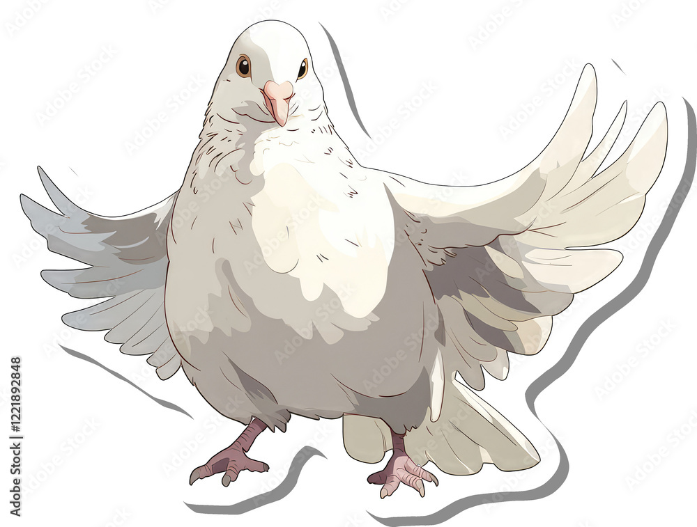 Fototapeta premium A White Dove Poses With Wings Spread Wide