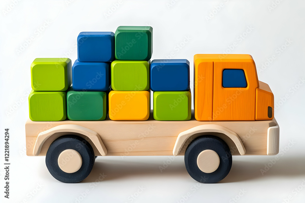 Colorful Wooden Toy Truck Illustration Colorful Wooden Toy Truck Illustration