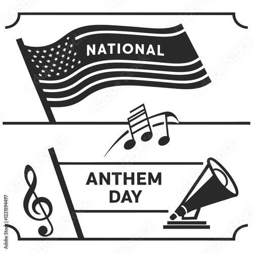 NATIONAL ANTHEM DAY silhouette vector