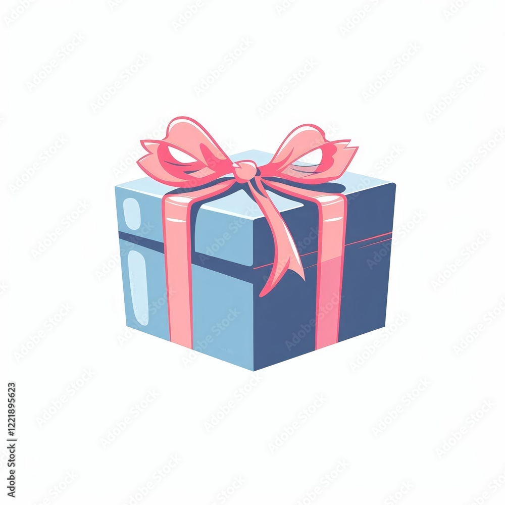 Obraz premium Festive Gift Box with Pink Ribbon Present Birthday Celebration Holiday