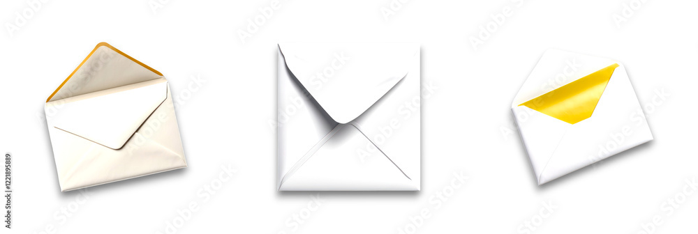 A collection of envelopes isolated on a transparent background A collection of envelopes isolated on a transparent background