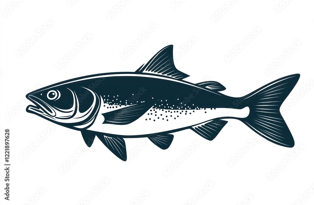 Fototapeta premium Detailed Illustration Of A Single Fish In Profile View