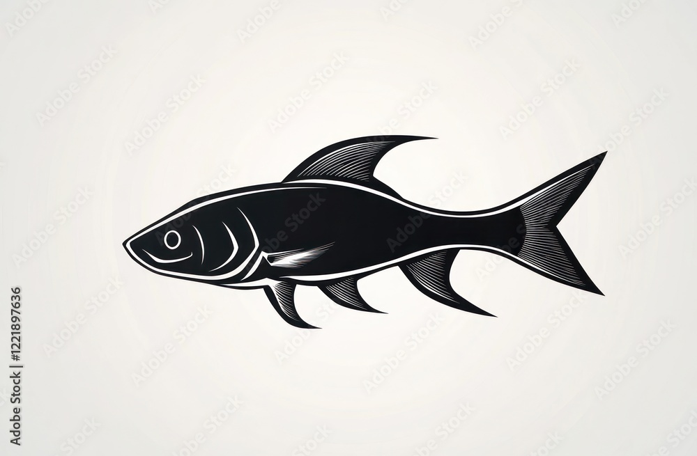 Fototapeta premium Stylized Black Fish Graphic Design Illustration