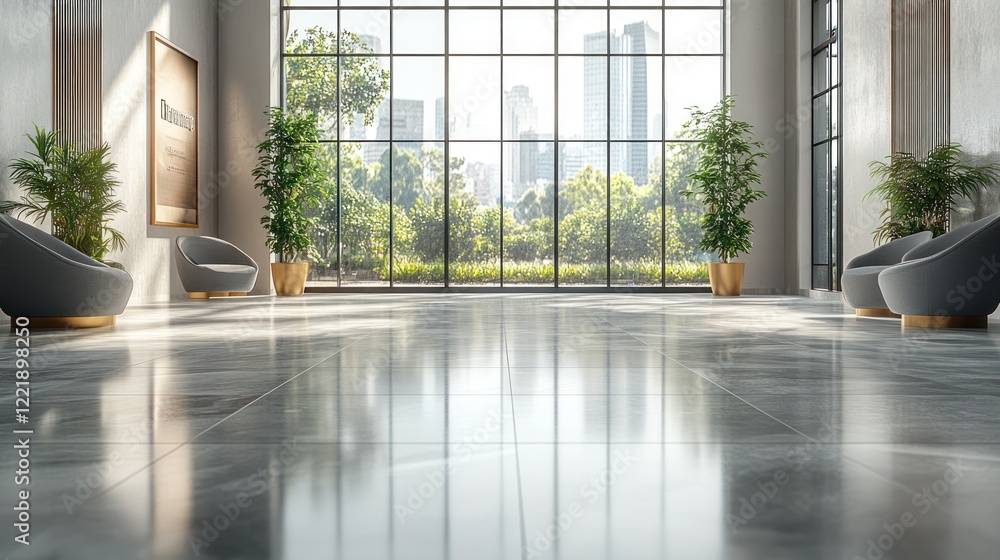 Modern Lobby with City View Modern Lobby with City View