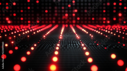 Wallpaper Mural Red Lights Converge On Dark Grid Surface Torontodigital.ca
