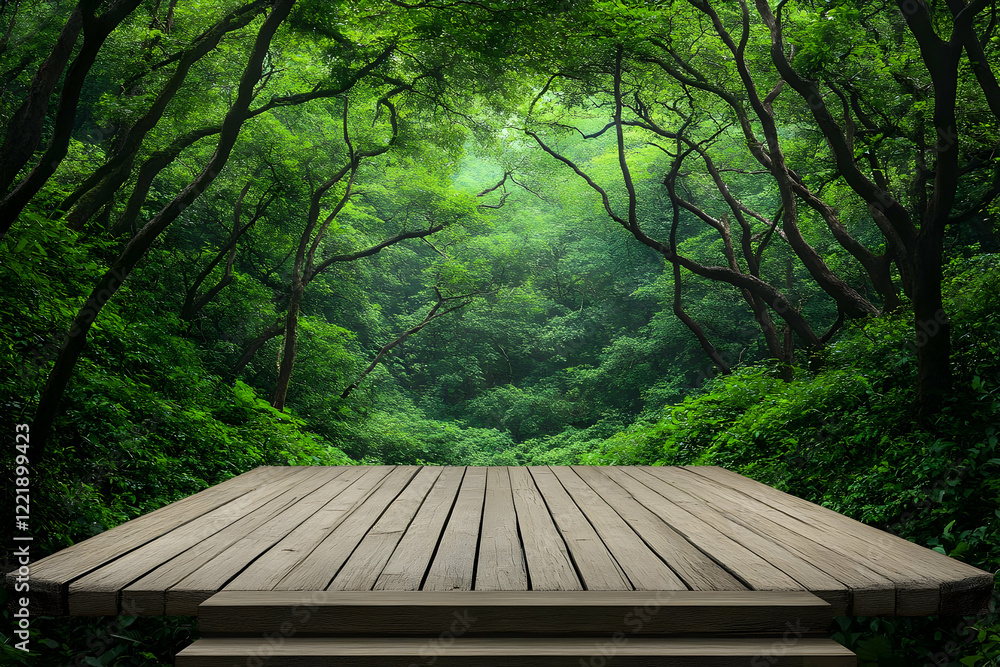 Lush Forest Wooden Deck Background Image Lush Forest Wooden Deck Background Image