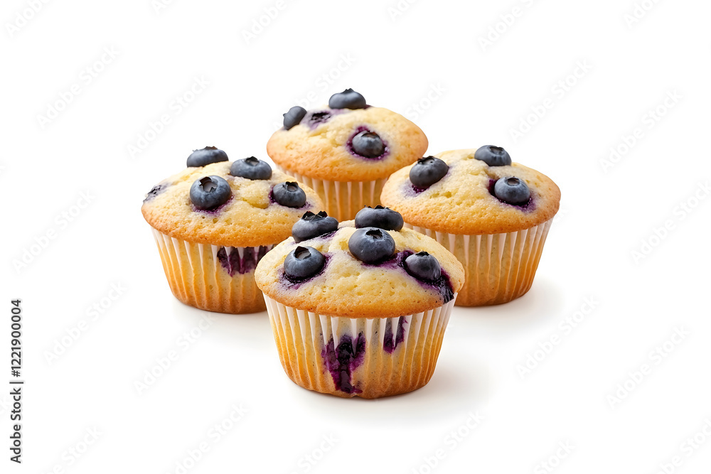 Baked blueberry muffin on white background. Baked blueberry muffin on white background.