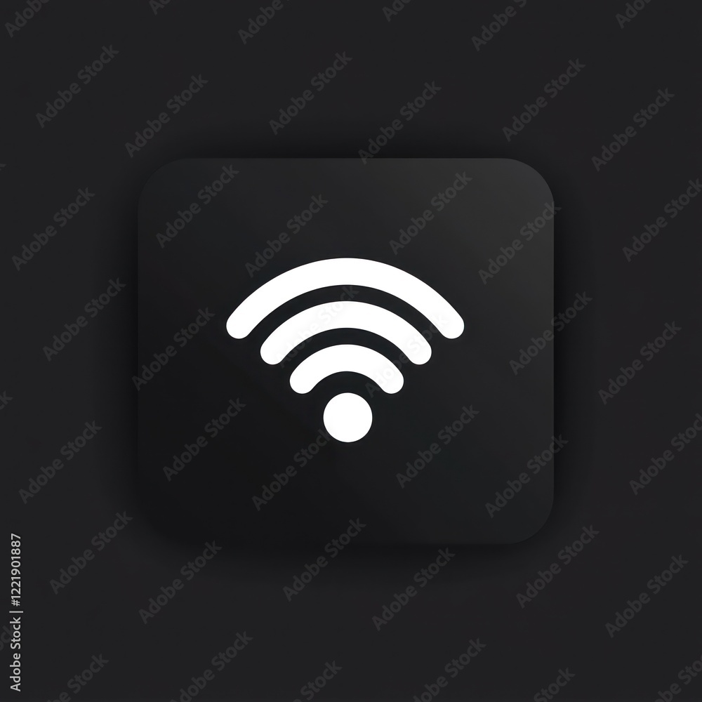 White Wifi Symbol On A Dark Square Button White Wifi Symbol On A Dark Square Button