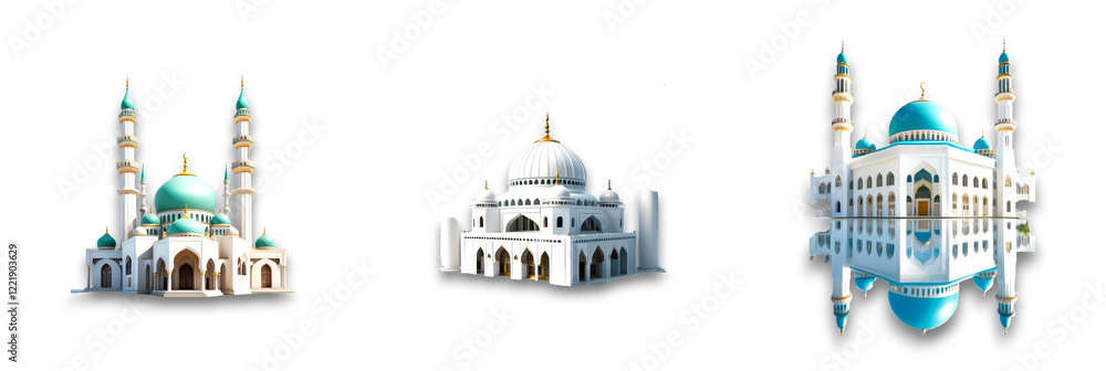 Obraz premium Isolated mosque structure on transparent background showcasing detailed architecture