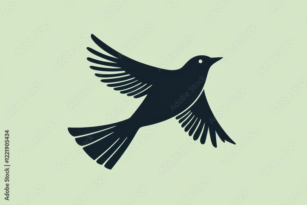 A stylized bird in flight graceful wings soaring high A stylized bird in flight graceful wings soaring high