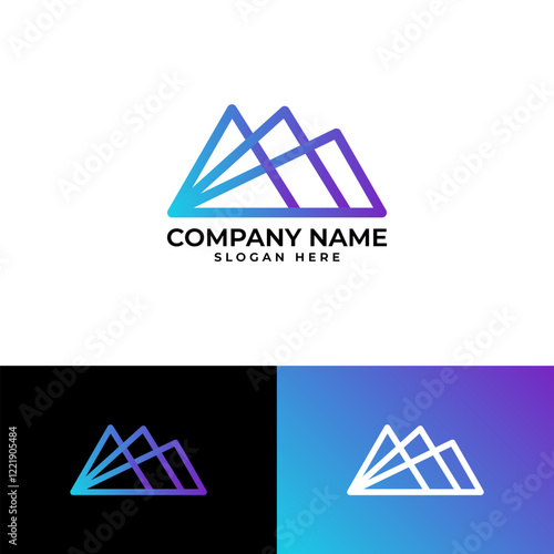 The logo's abstract mountain range, render in gradient, symbolizes growth and innovation, reminiscent of Silicon Valley's tech landscape, ambition and the pursuit of wealth in the tech world
