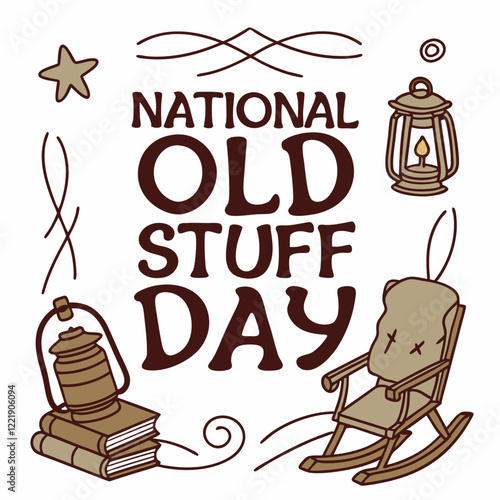 NATIONAL OLD STUFF DAY silhouette vector