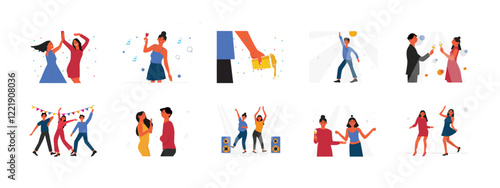 Party set illustrations. Flat vector illustration