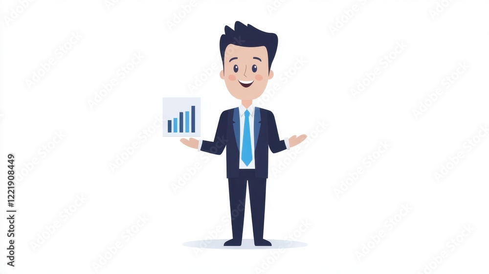 A cheerful businessman holds a graph display, symbolizing growth and success in a professional setting. A cheerful businessman holds a graph display, symbolizing growth and success in a professional setting.