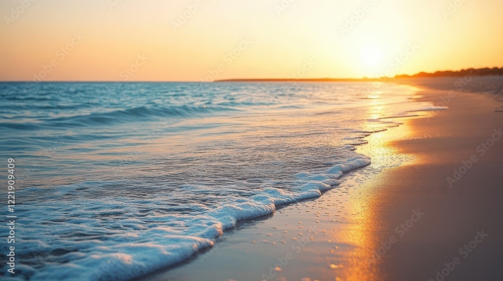 Fototapeta premium Beach at sunset with gentle waves
