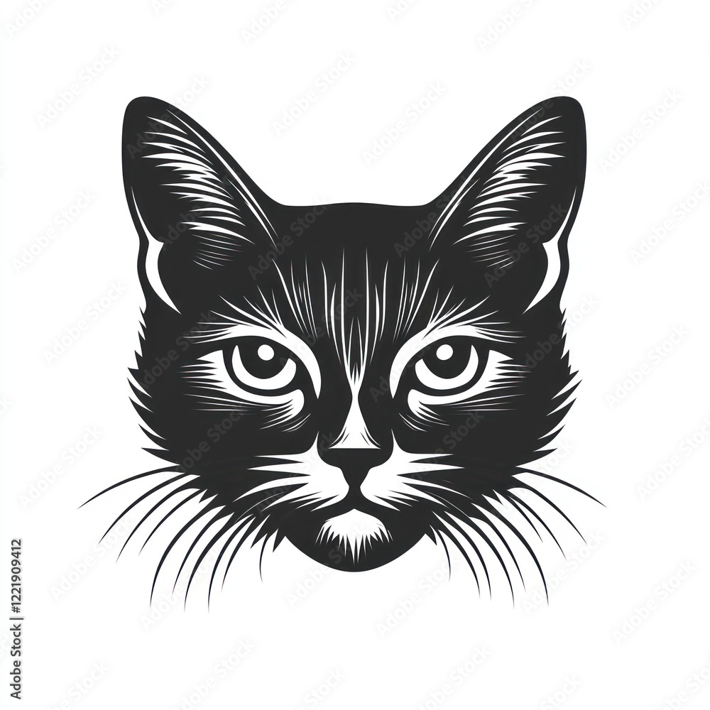 Fototapeta premium Black Cat Head Graphic Design Illustration