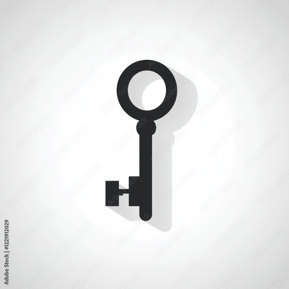 A Simple Black Key Icon with Shadow A Simple Black Key Icon with Shadow