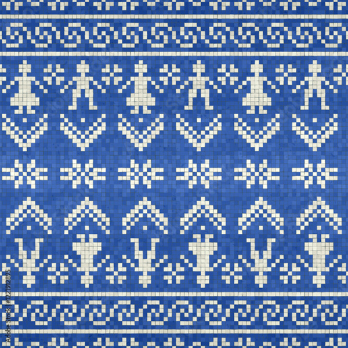 Scandinavian style seamless vector mosaic tiles pattern