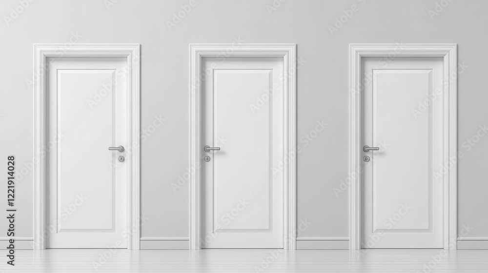 modern minimalist white door series showing various positions with subtle shadow play and clean lines featuring premium hardware and sophisticated finish modern minimalist white door series showing various positions with subtle shadow play and clean lines featuring premium hardware and sophisticated finish