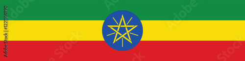 Ethiopia flag long banner digital vector illustration