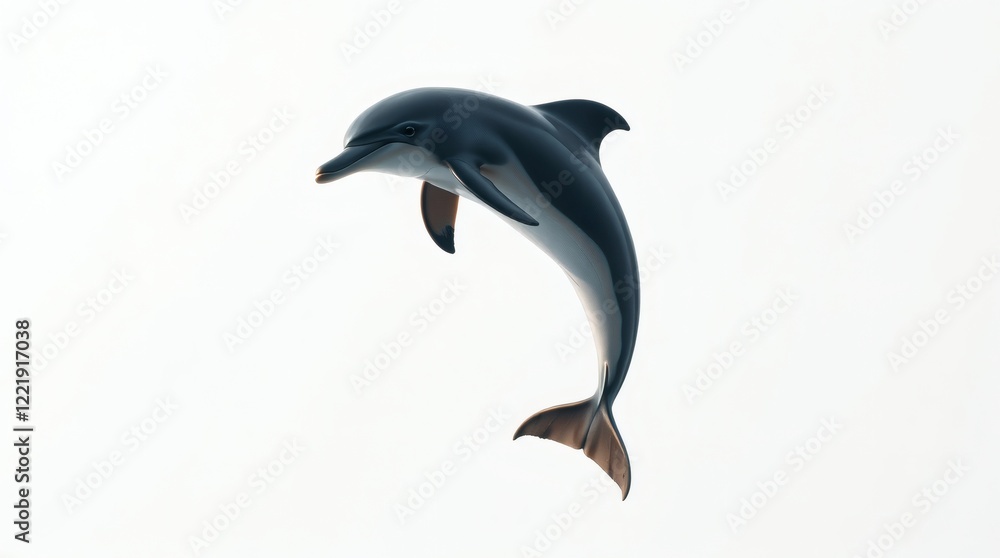 Obraz premium Dolphin Leaping, White Background