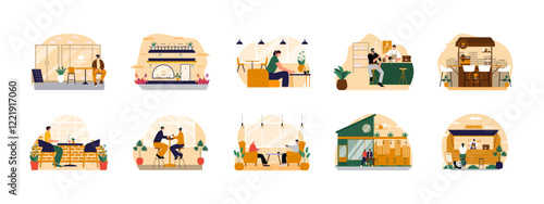 Coffee Shop set illustration. Flat vector illustrations