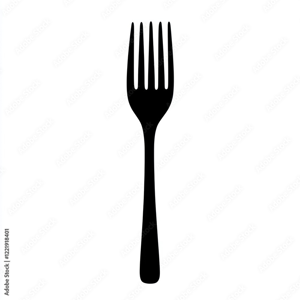 Black Silhouette Of A Simple Dinner Fork Black Silhouette Of A Simple Dinner Fork