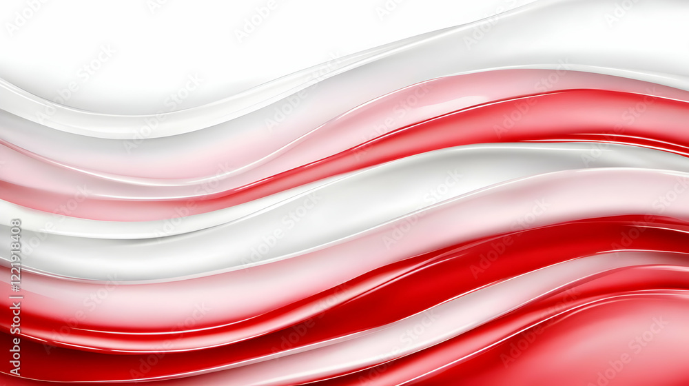 Obraz premium Abstract Red White Wave Background Illustration