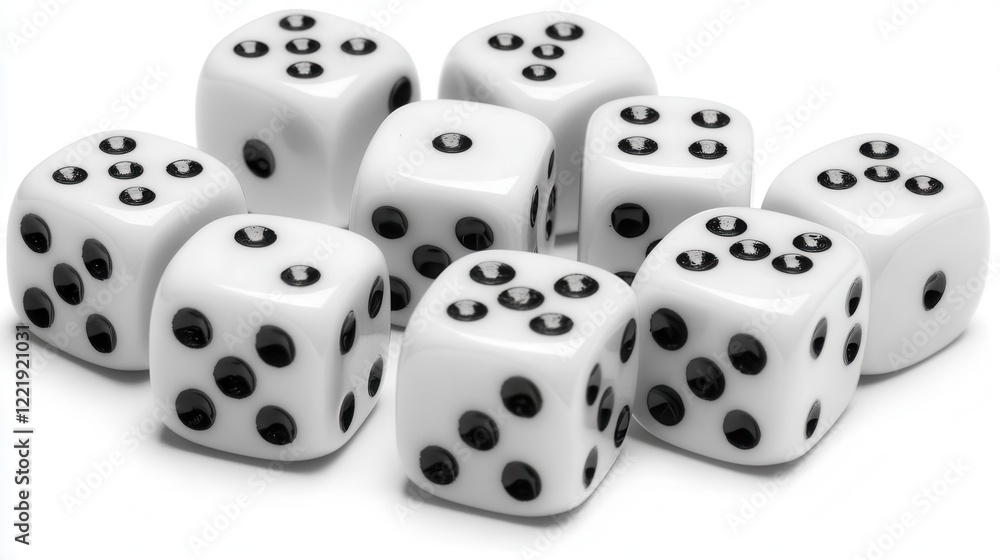 Randomly Scattered Dice on a Plain White Background Randomly Scattered Dice on a Plain White Background