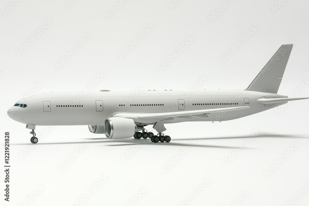 Sleek Airplane Model on Plain White Background Sleek Airplane Model on Plain White Background