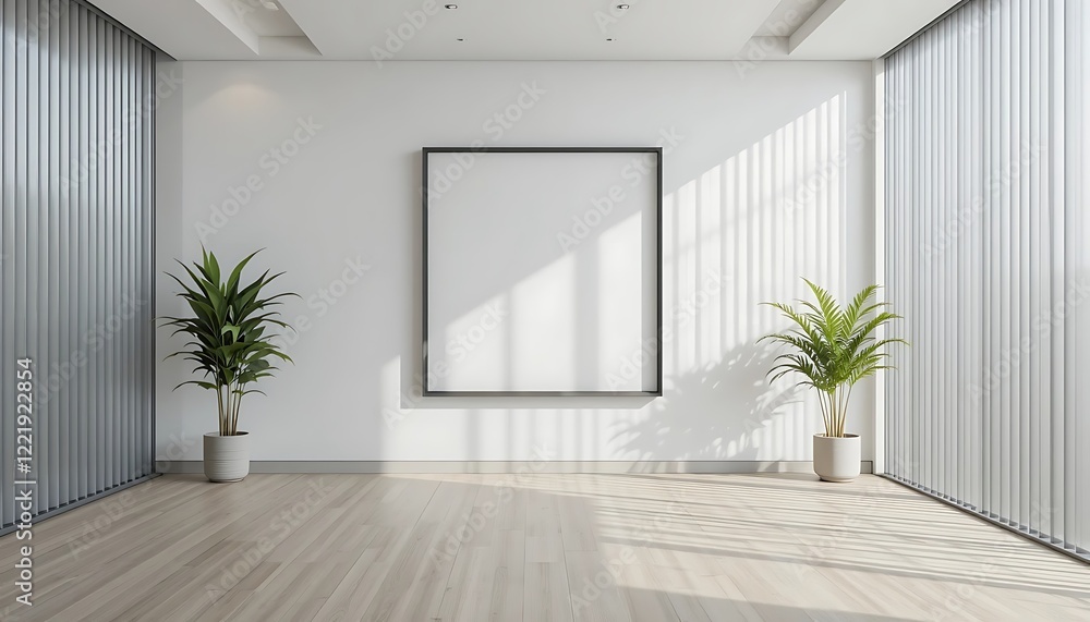 Fototapeta premium Minimalist Room Interior Design With Blank Frame