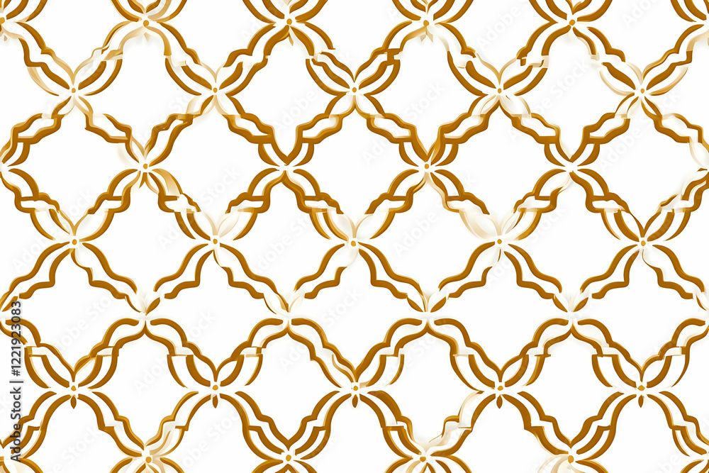 Naklejka premium Golden 3D Floral Pattern Background