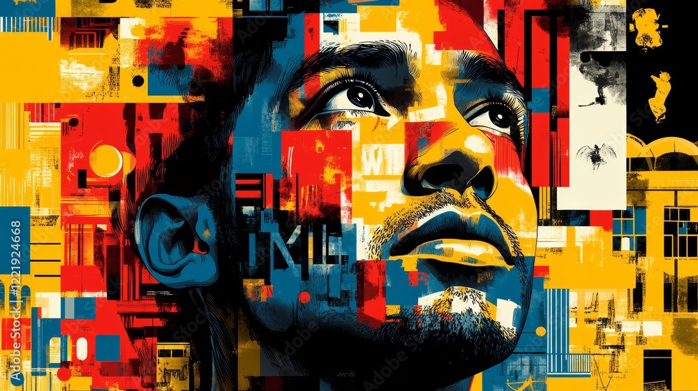 Abstract Portrait of a Man with Geometric and Expressive Colors, creating a modern and artistic style Abstract Portrait of a Man with Geometric and Expressive Colors, creating a modern and artistic style