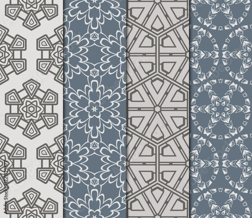 set of modern floral seamless pattern art background. Luxury texture for wallpaper, invitation. Vector illustration.