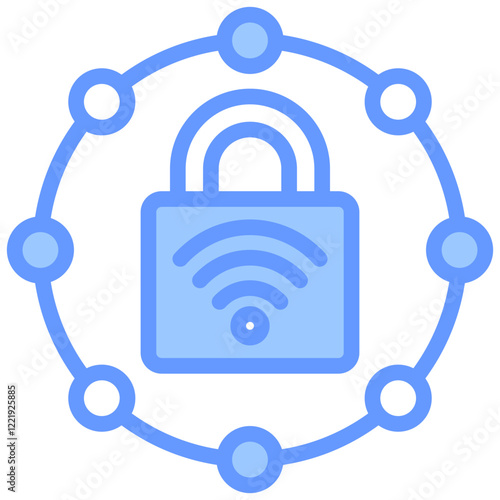 Private Network Lineal Blue Icon