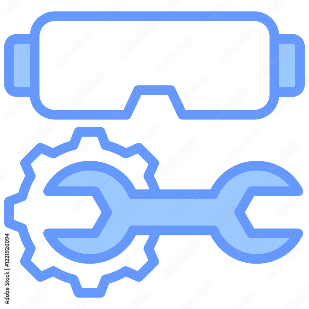 Augmented Manufacturing Lineal Blue Icon Augmented Manufacturing Lineal Blue Icon