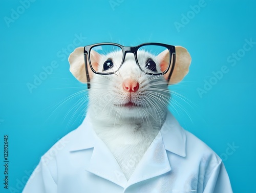 Smart Rat in Glasses and Lab Coat Funny Image