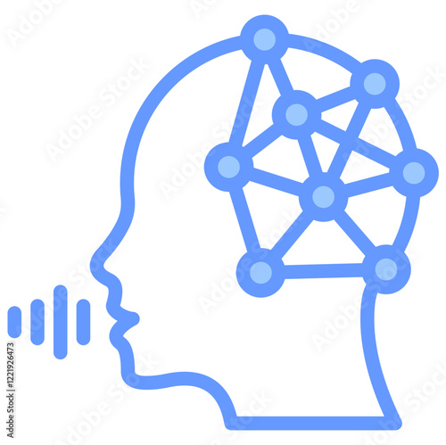 Natural Language Lineal Blue Icon