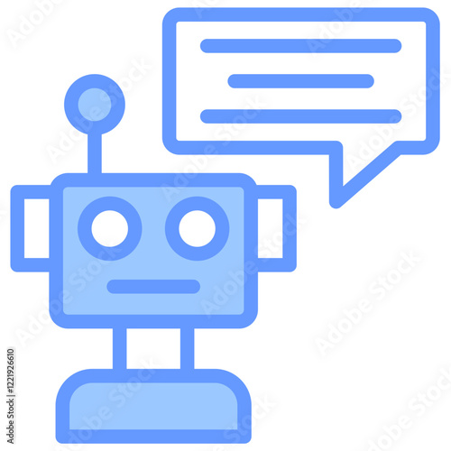 Chatbot System Lineal Blue Icon