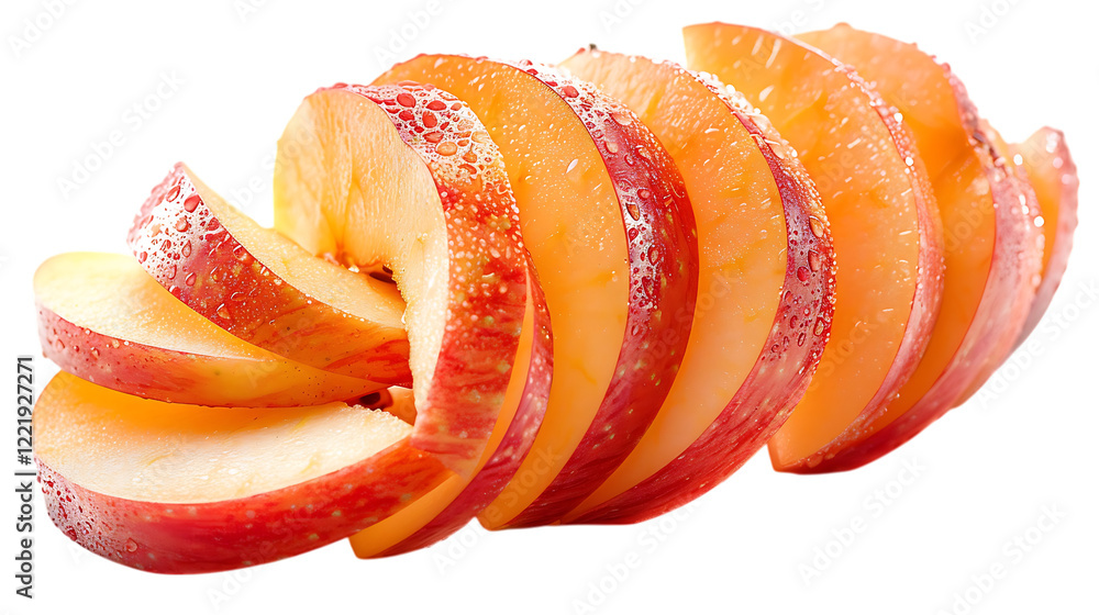 Sliced apple peel curled into a swirl on a transparent or white background. Sliced apple peel curled into a swirl on a transparent or white background.